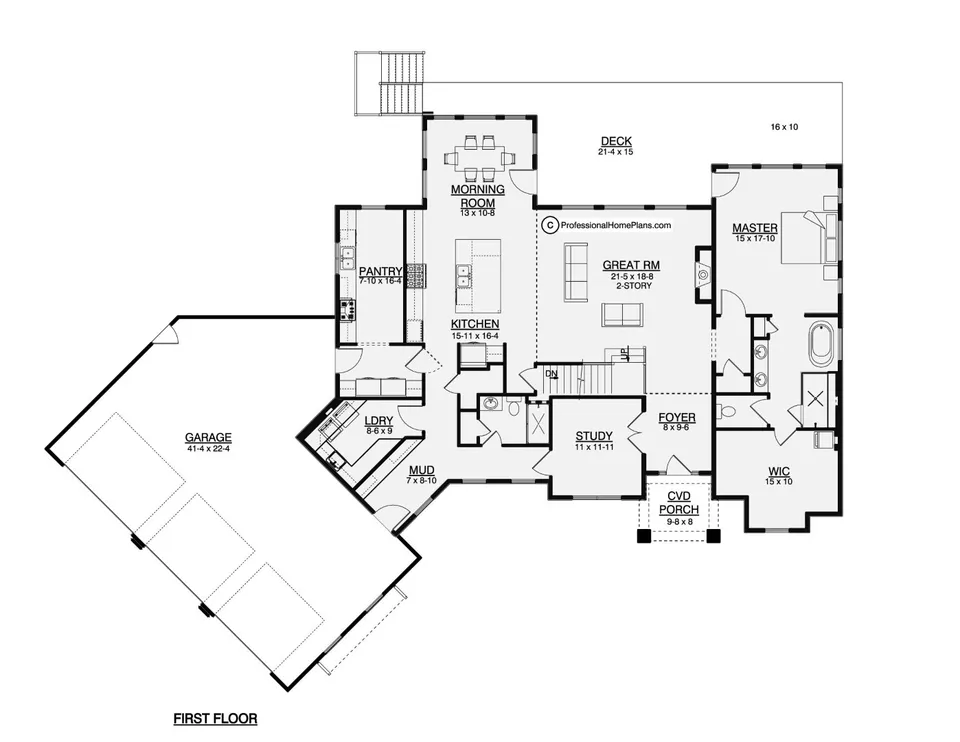 The Goldenrod main level floor plan